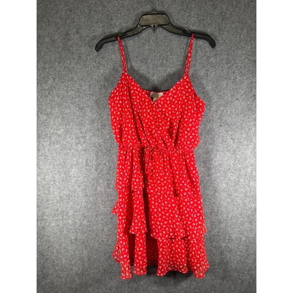 Altar'd State Dress Women M Red Sleeveless‎ Floral Tiered Mini Country Western - Picture 1 of 6